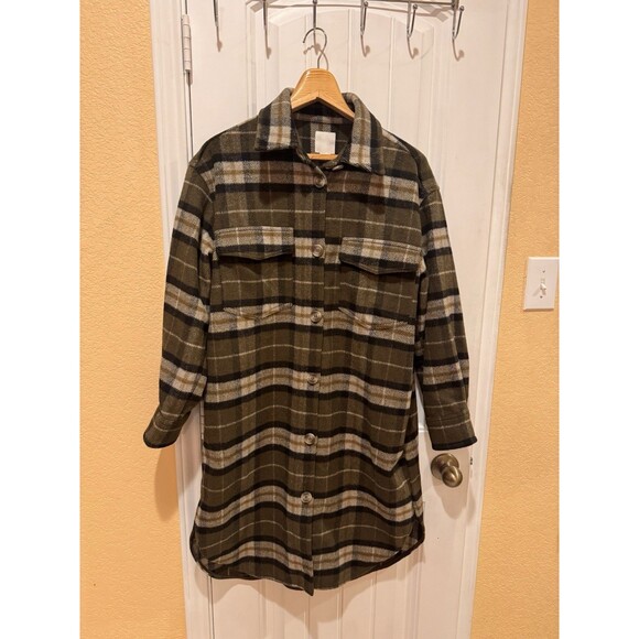 H&M Olive plaid shacket Size S - Picture 3 of 15